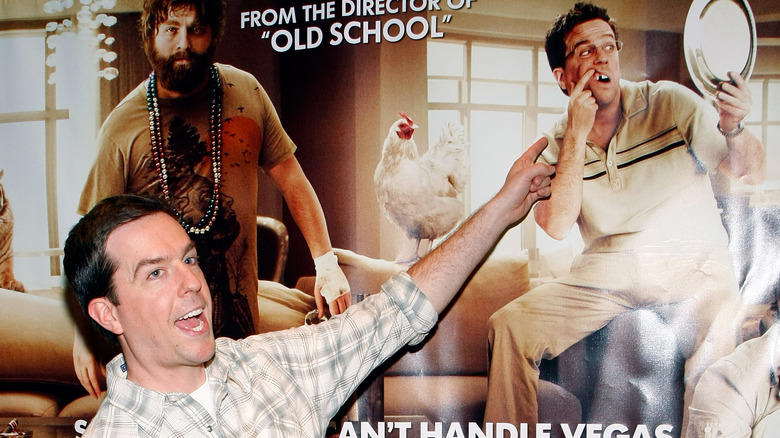 Ed Helms pointing Hangover poster