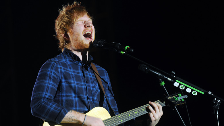 Ed Sheeran performing in 2015