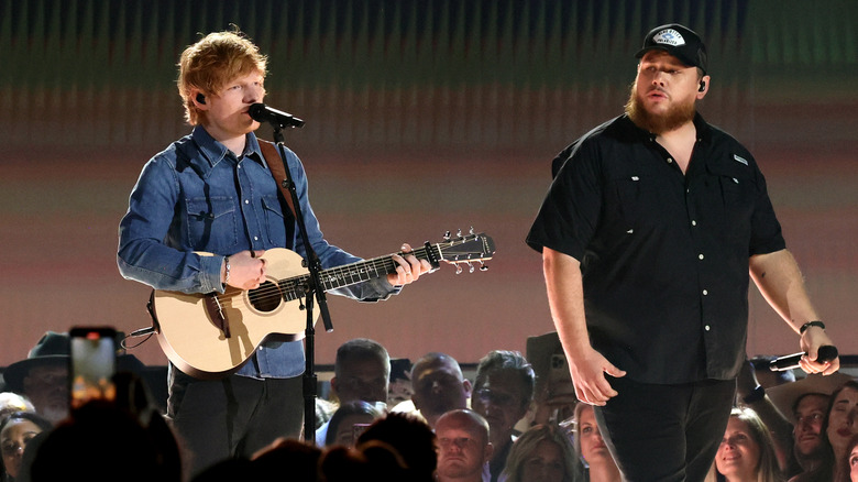 Ed Sheeran performing with Luke Combs