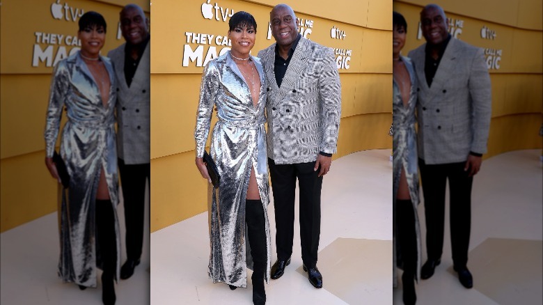 EJ Johnson on the red carpet with Magic Johnson