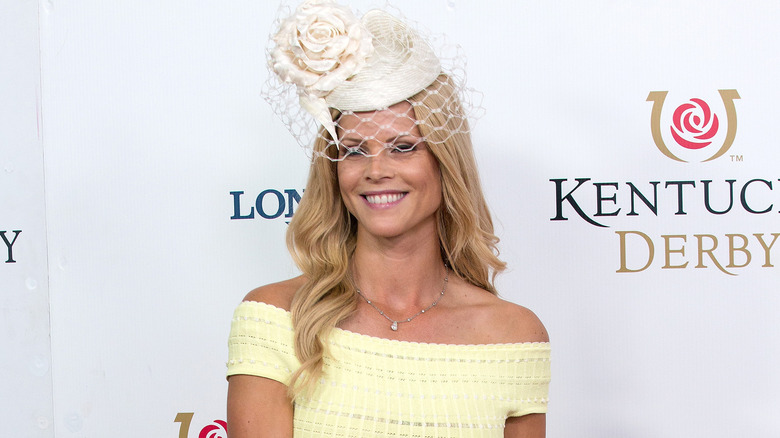 Elin Nordegren poses in fascinator