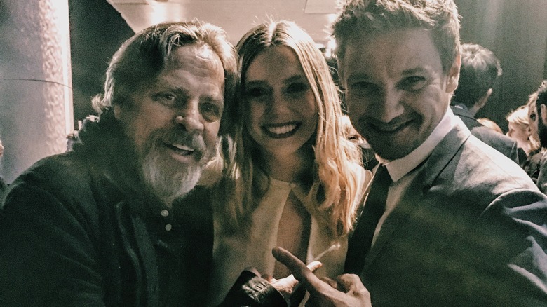 Mark Hamill, Elizabeth Olsen, and Jeremy Renner at "Captain America: Civil War" premiere