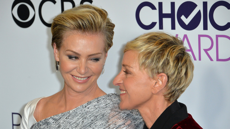 Ellen DeGeneres and Portia pose 