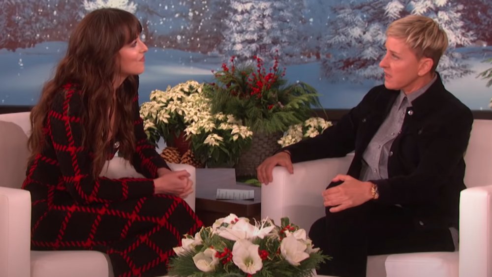 Dakota Johnson being interviewed by Ellen DeGeneres 