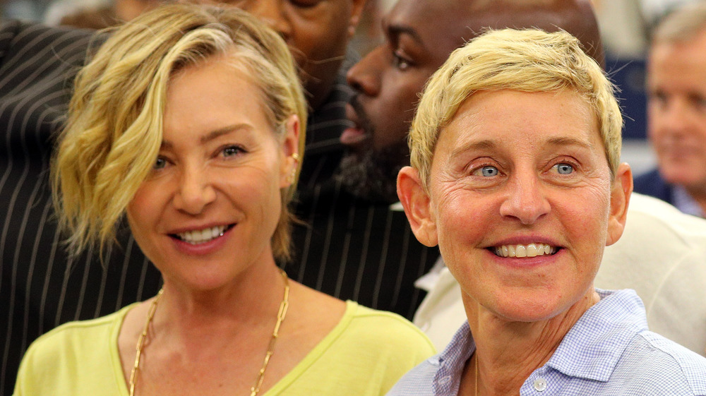 Portia de Rossi and Ellen DeGeneres smiling