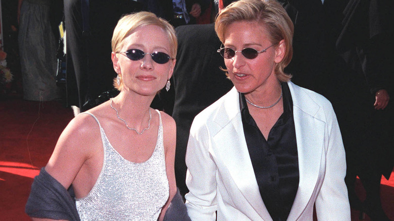 Anne Heche and Ellen DeGeneres in white