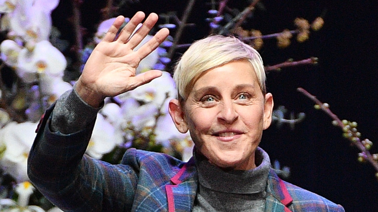 Ellen DeGeneres waves to fans