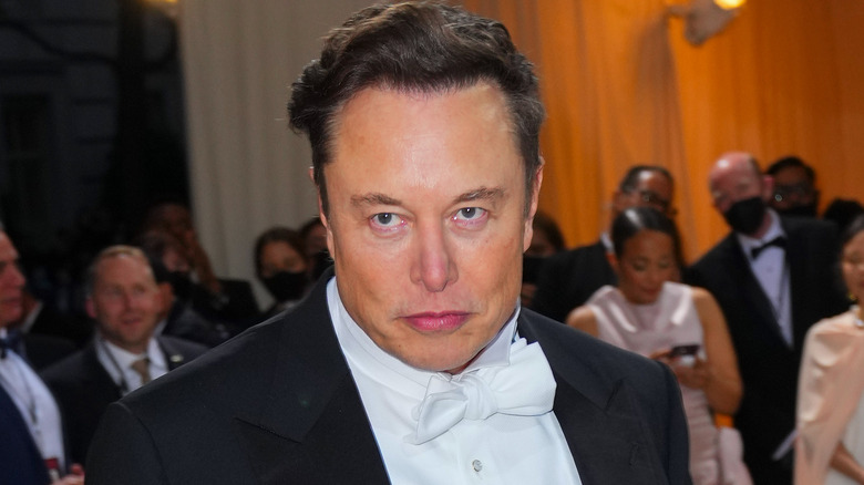 Elon Musk looking up