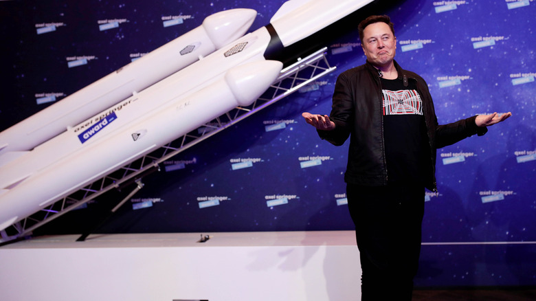 SpaceX owner and Tesla CEO Elon Musk arriving on the red carpet for the Axel Springer Award 2020