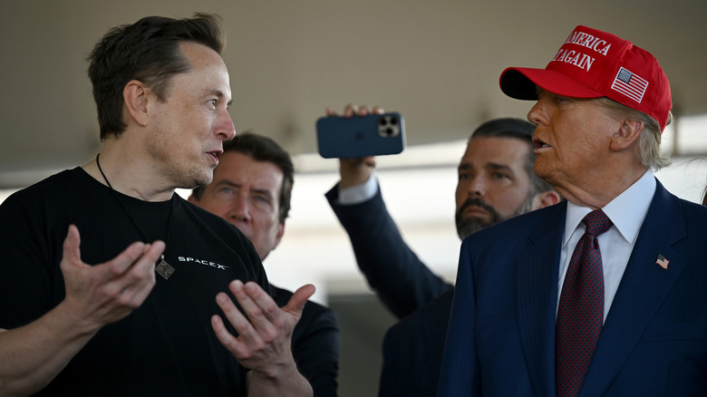 Elon Musk talking to Donald Trump