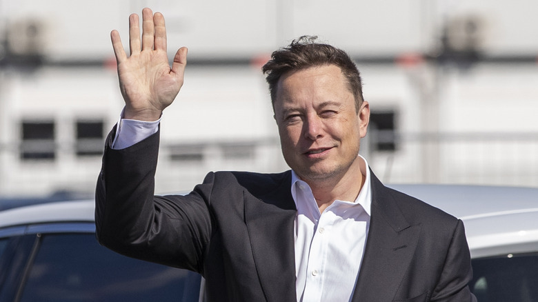 Elon Musk waving