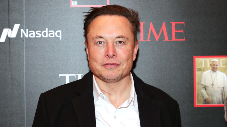Elon Musk sort of smiling