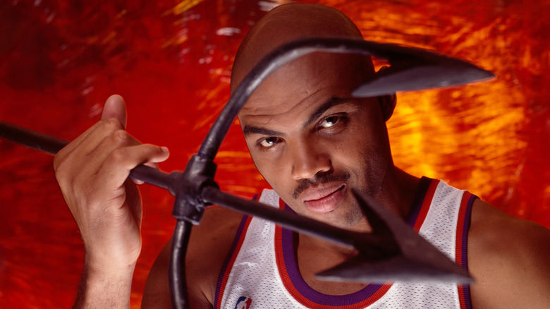 Charles Barkley holding pitchfork