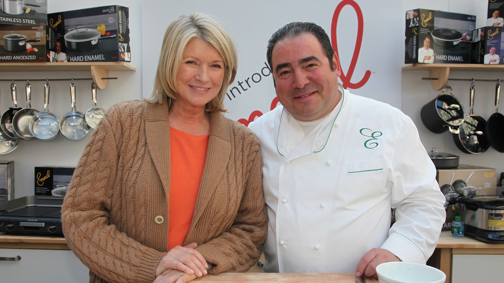 Martha Stewart and Emeril Lagasse smiling