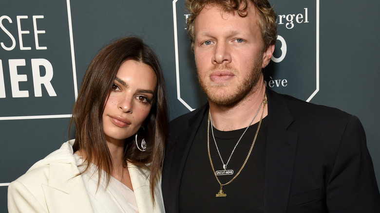 Emily Ratajkowski poses with Sebastian Bear-McClard