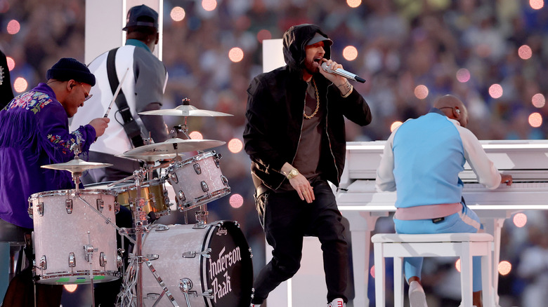 Eminem performing during the Pepsi Super Bowl LVI Halftime Show