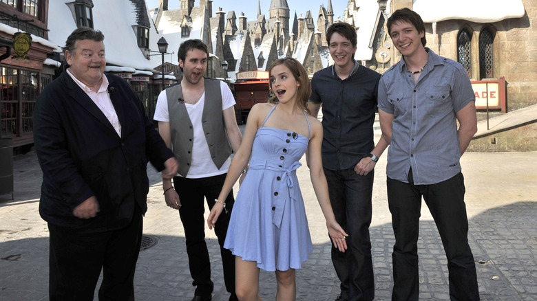 Emma Watson with Robbie Coltrane and Harry Potter cast in Orlando