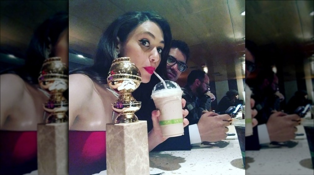 Emmy Rossum with her Golden Globe