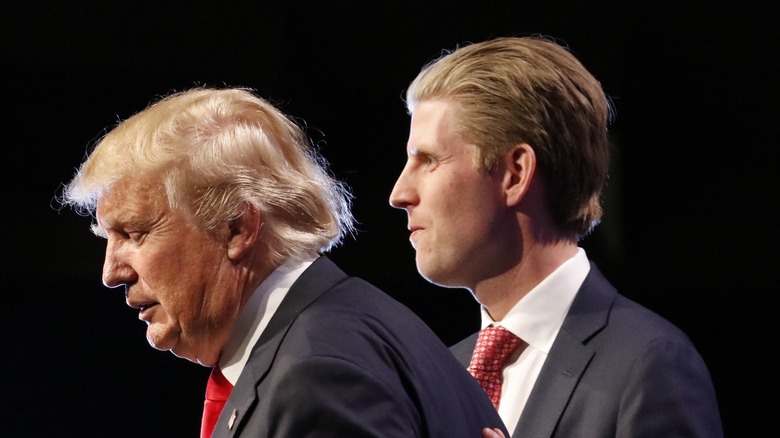 Donald Trump and his son, Eric Trump at campaign event 2015