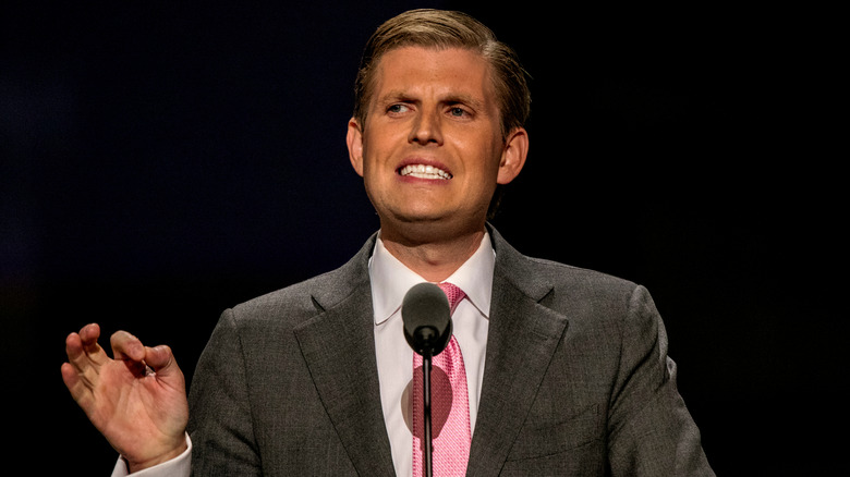 Eric Trump speaking at an event 