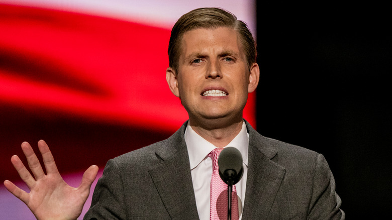 Eric Trump, son of presidential candidate Donald Trump delivering speech during the Republican National Convention