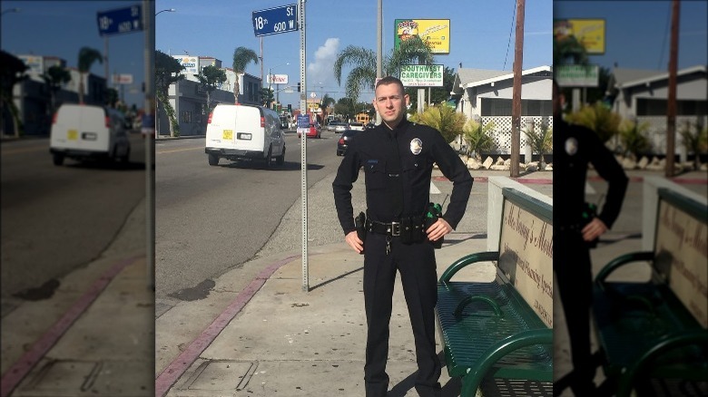 Erika Jayne's son, Thomas Zizzou Jr., in his police uniform