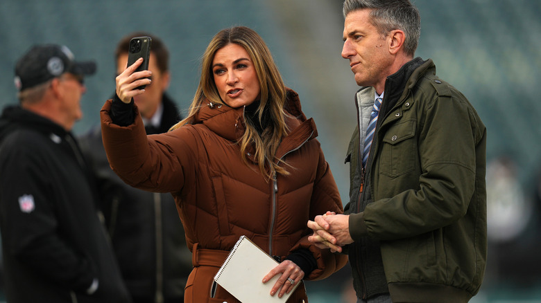 Erin Andrews wearing brown winter outfit