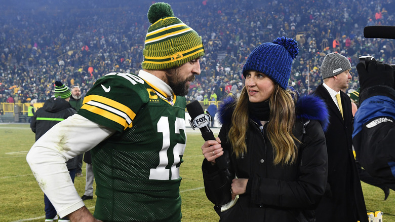 Erin Andrews interviewing Aaron Rodgers