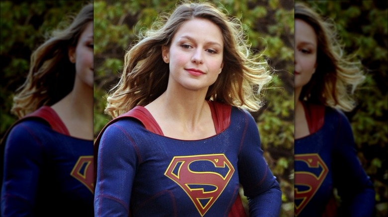 Melissa Benoist filming "Supergirl"