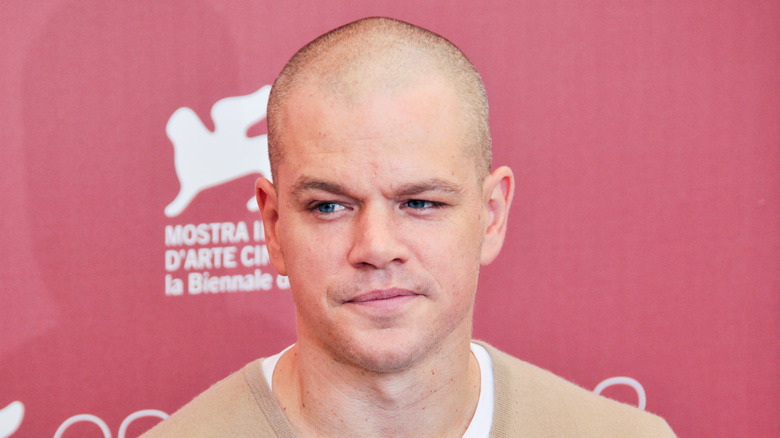 Matt Damon with a shaved head