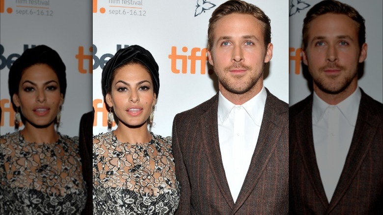 Eva Mendes and Ryan Gosling posing