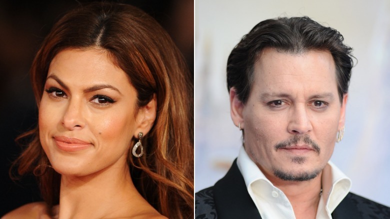 Eva Mendes and Johnny Depp side by side 