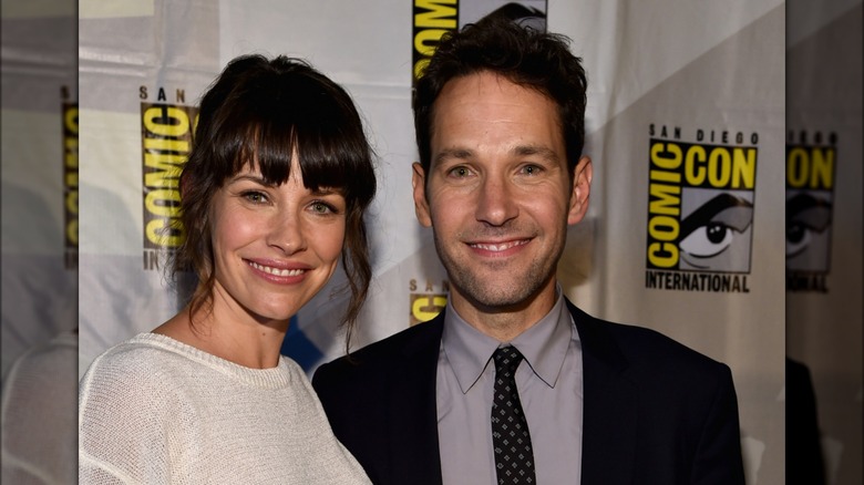 Evangeline Lilly and Paul Rudd smiling