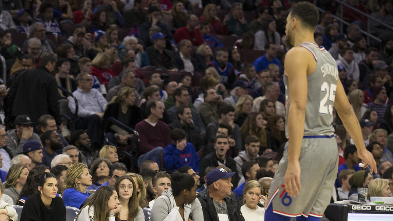 Kendall Jenner watching Ben Simmons play basketball