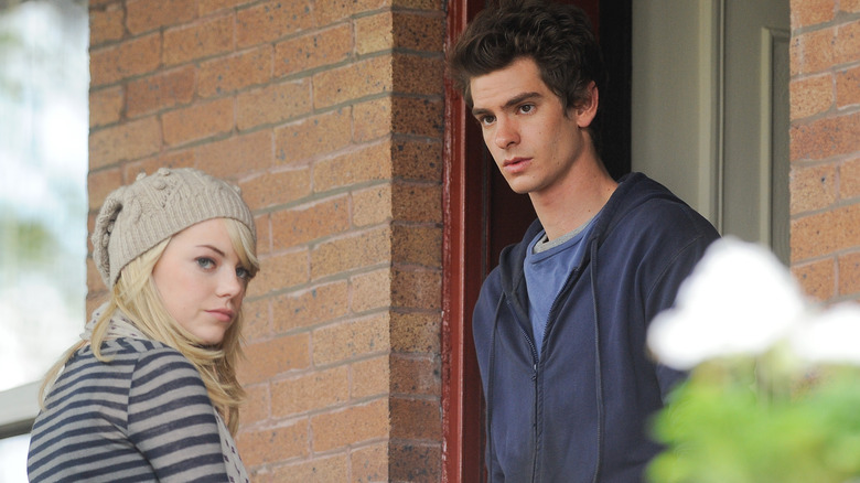 Emma Stone and Andrew Garfield looking sad