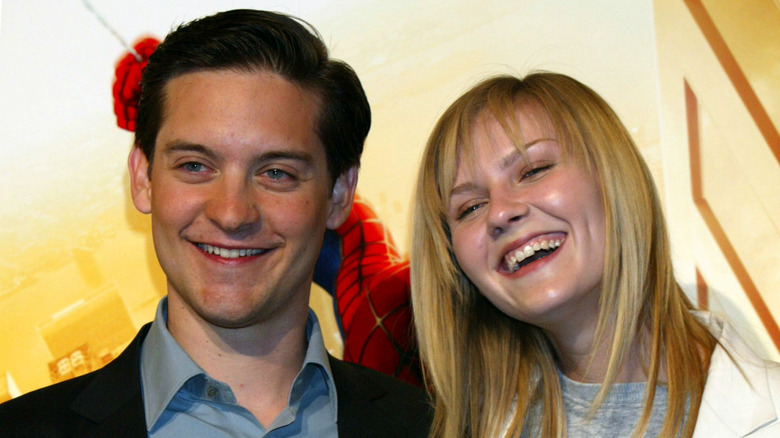 Tobey Maguire and Kirsten Dunst promoting Spider-Man