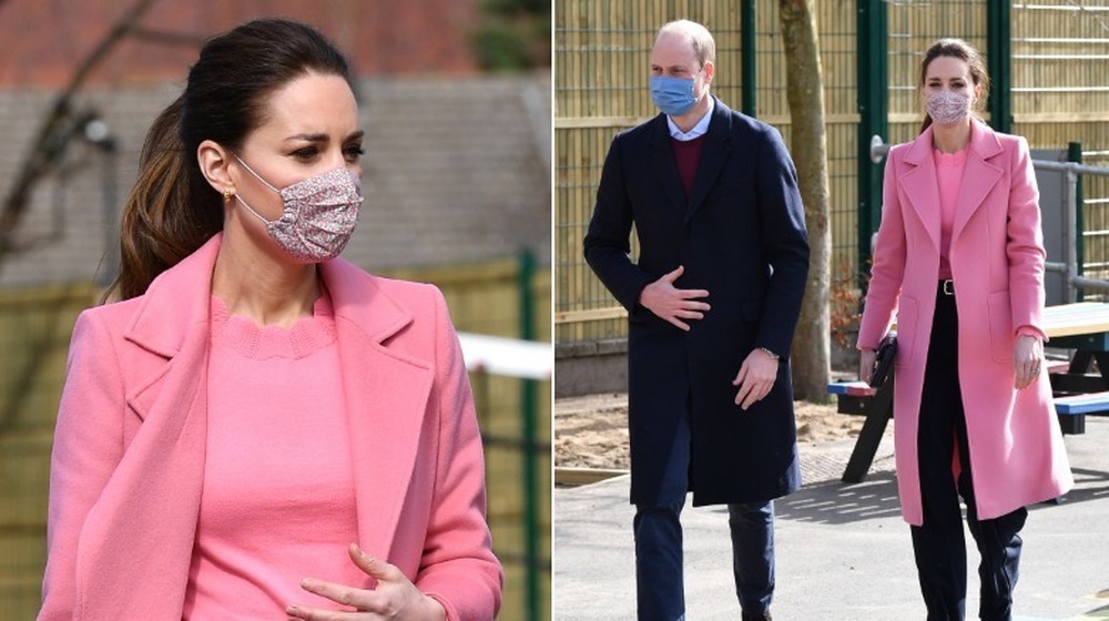 Kate Middleton's pink outfit solo and with Prince William