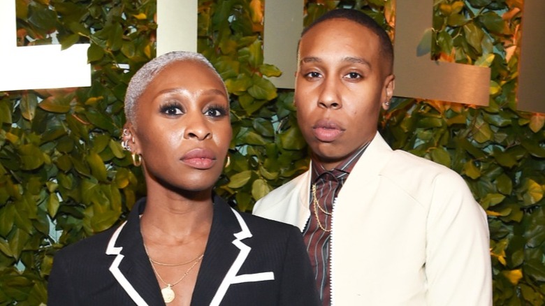 Cynthia Erivo poses with her partner Lena Waithe at an event