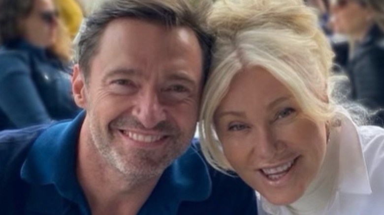 Hugh Jackman and Deborra-Lee Furness smiling