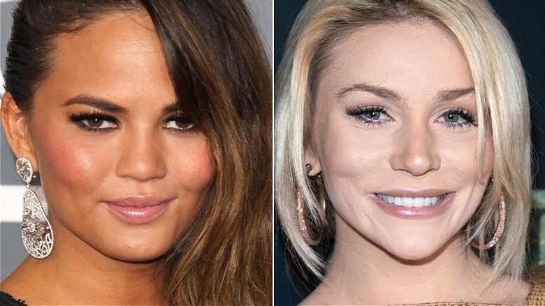 A split image of Chrissy Teigen and Courtney Stodden, both smiling