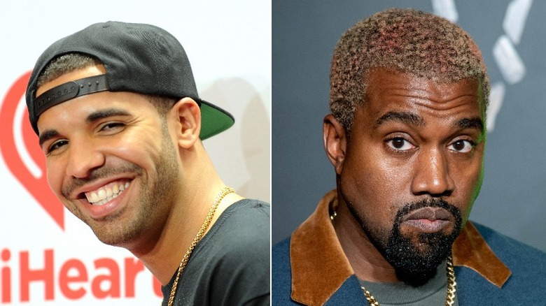 Drake, left, and Kanye West, right