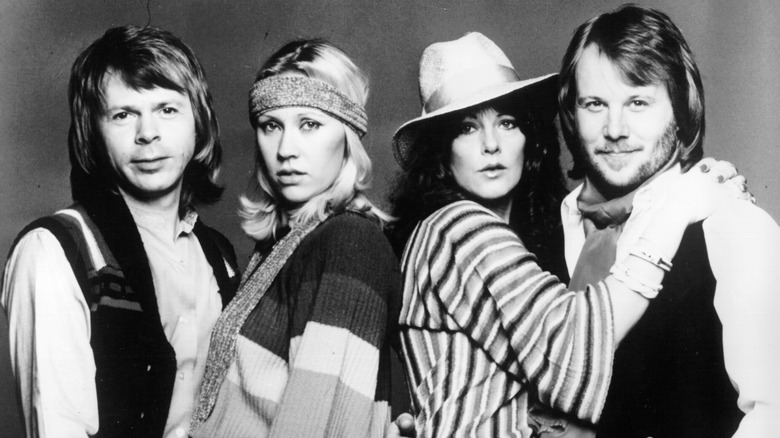 Black and white group photo of ABBA