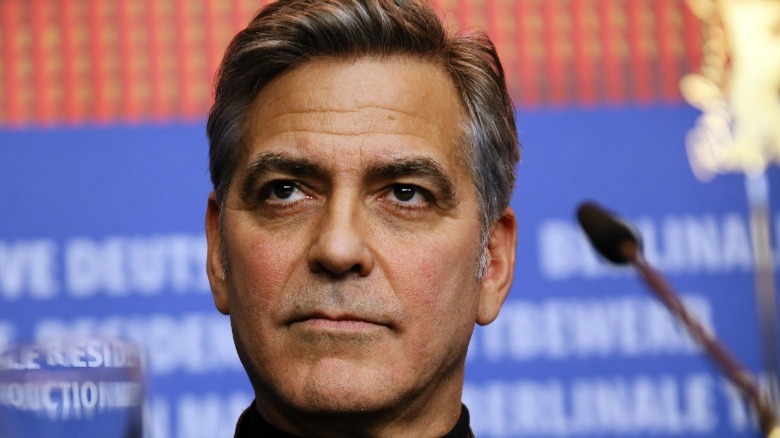 George Clooney looking serious 