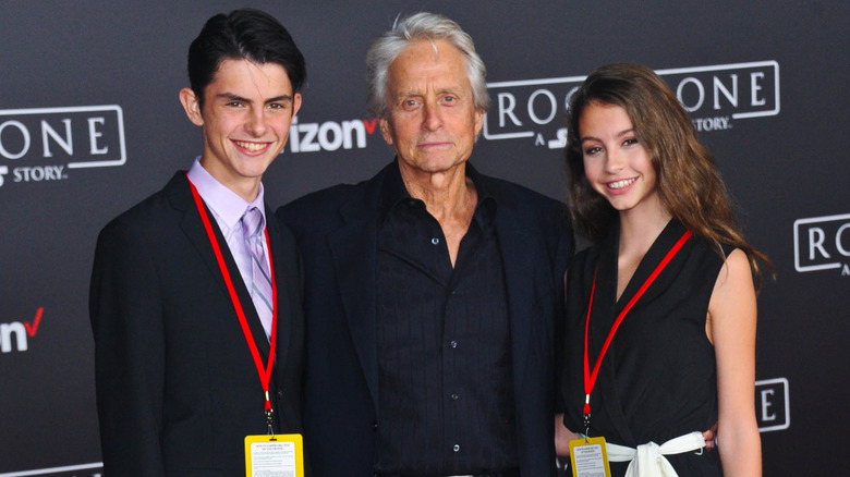 Michael Douglas posing with Dylan and Carys  