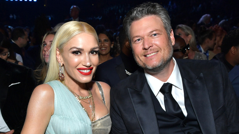 Gwen Stefani and Blake Shelton smiling