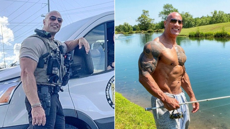 Eric Fields and Dwayne Johnson smiling