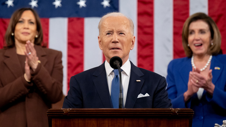 President Joe Biden speaking at the State of the Union