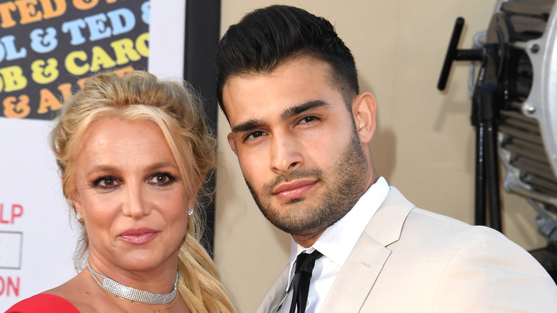 Britney Spears and Sam Asghari posing