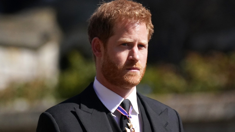 Prince Harry at Prince Philip's funeral