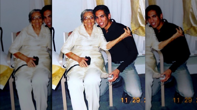 Amrit Kapai with his grandmother, vintage photo